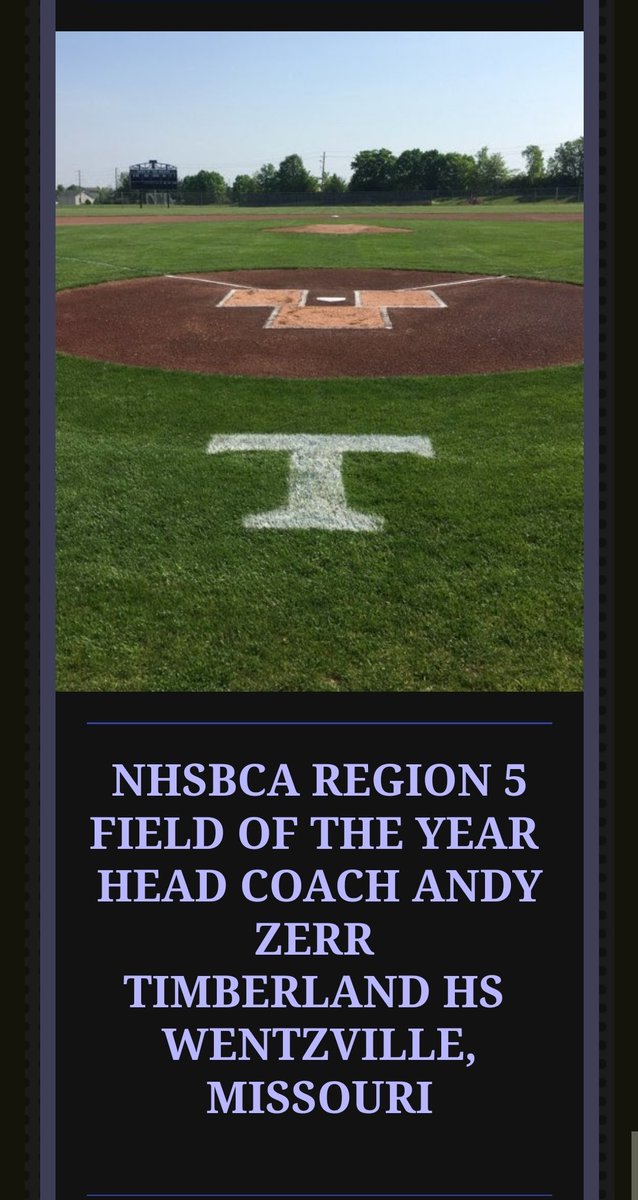 Congratulations to our entire program for this recognition.  It takes everyone involved to make and keep a field.  Huge shout out to Matt Litzsinger for all his time and efforts!!