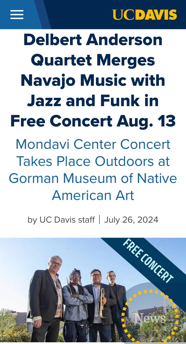 DDaleAnderson's tweet photo. @ucdavis #gormanmuseumofnativeamericanart @andersonquartet Aug 13!!! #California #UCDavis https://t.co/Rq4uV51nLq