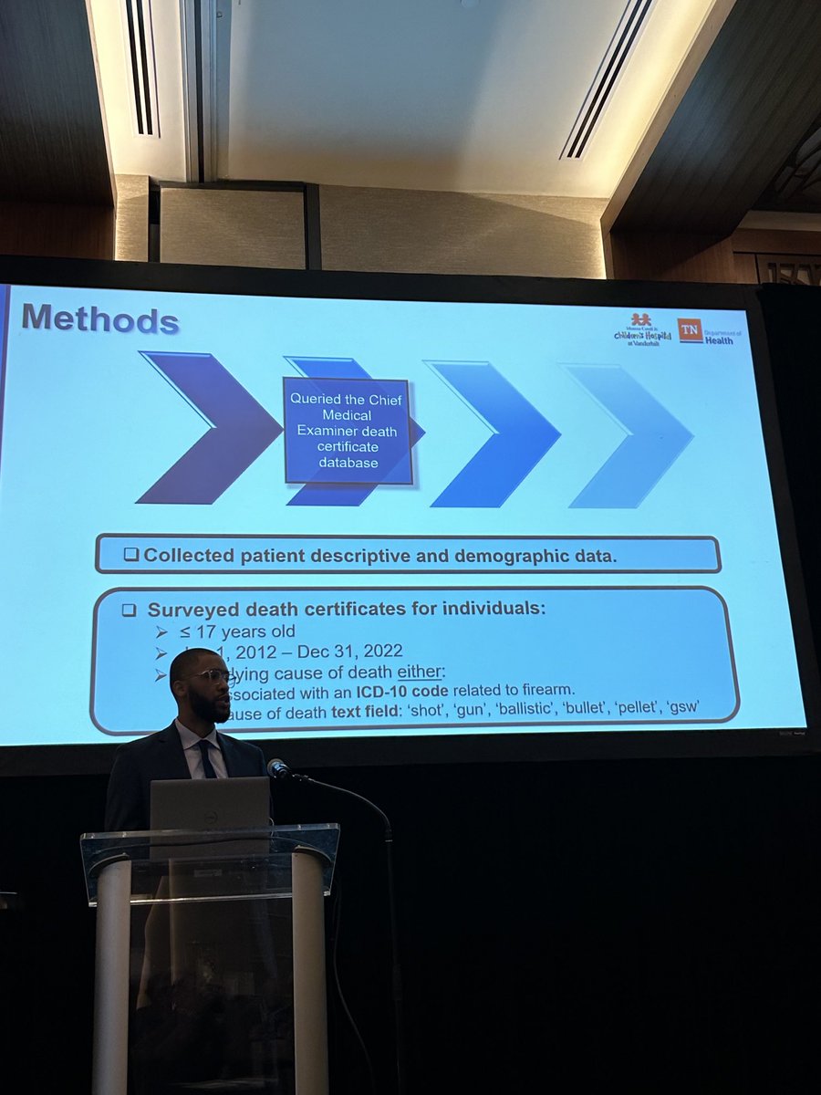 BoLovvorn's tweet photo. ⁦@aj_strode⁩ delivering his ALARMING analysis of the TN CME registry evaluating firearm-related deaths in children 17 years &amp; younger at ⁦@TNChapterACS⁩. Profoundly disturbing! ⁦@MeharryMedical⁩ ⁦@VUMCchildren⁩ ⁦@VUMCSurgRes⁩ ⁦@TNDeptofHealth⁩ https://t.co/cBQd0Q5IZj