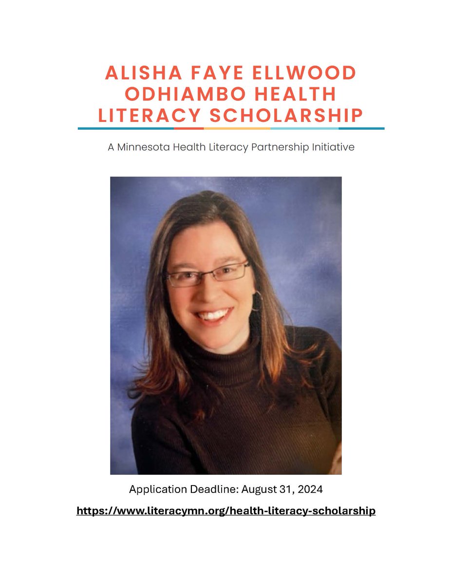 #collegestudents, are you interested in learning about #healthliteracy while funding your education? Apply now to the Alisha Odhiambo #Scholarship by Aug 31. Learn more @mnhealthlit <a href="/literacy_mn/">Literacy Minnesota</a> <a href="/BlueCrossMN/">Blue Cross of MN</a>: literacy.mn.org/mnhlp#initiati…