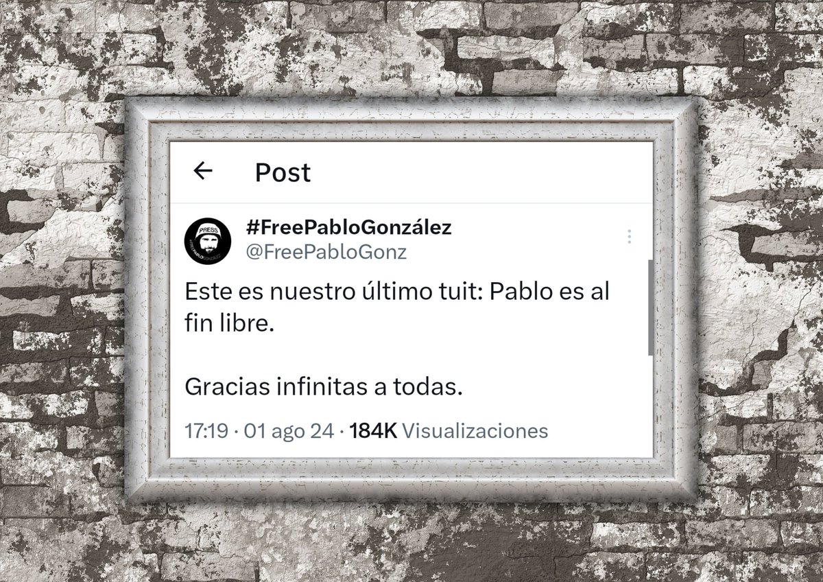 Pues creo que el marco del día, del mes y del verano es para <a href="/FreePabloGonz/">#FreePabloGonzález</a> , nunca un último tuit provocó una sonrisa como la quw esbozo.