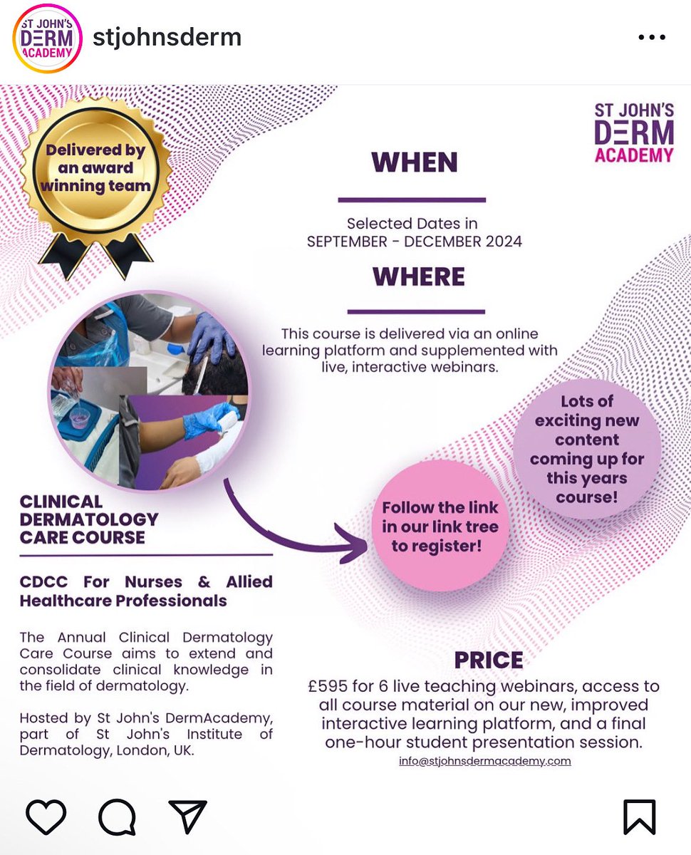 lucy moorhead (@lucyronda) on Twitter photo Our clinical dermatology care course platform is going live in 4 weekās time but there is still time to sign up! Please DM me for more info or visit stjohnsdermacademy.com/event-sept-decā¦. <a href="/GSTT_SpecAmbu/">GSTT_SpecAmbulatory</a> <a href="/GSTTnhs/">Guy's and St Thomas'</a> Our clinical dermatology care course platform is going live in 4 weekās time but there is still time to sign up! Please DM me for more info or visit stjohnsdermacademy.com/event-sept-decā¦. <a href="/GSTT_SpecAmbu/">GSTT_SpecAmbulatory</a> <a href="/GSTTnhs/">Guy's and St Thomas'</a>