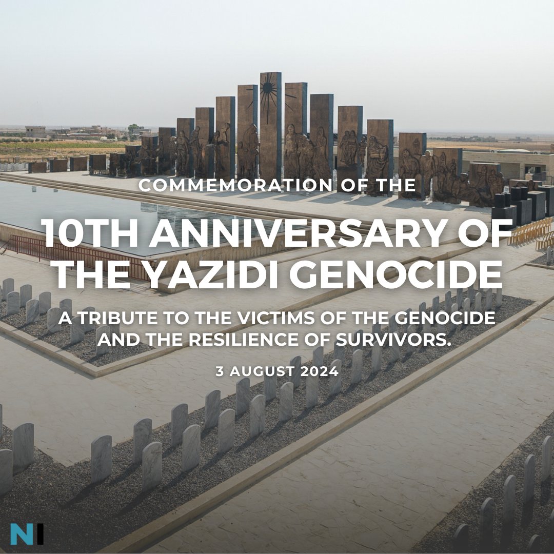 On August 3rd, the Yazidi community will come together in Sinjar to commemorate the 10th anniversary of the genocide carried out by ISIS.

🔗 nadiasinitiative.org/news/10th-anni…