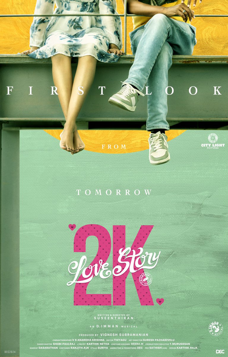 City Light Pictures (@citylightpics) on Twitter photo Get ready to fall in love all over again! π The first look of our '2k Love Story' movie is dropping tomorrow! β€οΈβπ₯
<a href="/Dir_Susi/">vennila production</a> <a href="/immancomposer/">D.IMMAN</a> <a href="/iamjagaveer/">Jagaveer</a> <a href="/MeenakshiGovin2/">Meenakshi Govindharajan</a> @anad16na <a href="/SureshpaArt_dir/">suresh pazhanivelu</a> <a href="/thiyaguedit/">Thiyagarajan Editor</a> <a href="/shobimaster/">Shobi Paulraj</a> <a href="/iamKarthikNetha/">lyricist karthik netha</a> <a href="/karthikraja_17/">karthik raja</a> <a href="/teamaimpr/">Team AIM</a> <a href="/decoffl/">DEC</a> Get ready to fall in love all over again! π The first look of our '2k Love Story' movie is dropping tomorrow! β€οΈβπ₯
<a href="/Dir_Susi/">vennila production</a> <a href="/immancomposer/">D.IMMAN</a> <a href="/iamjagaveer/">Jagaveer</a> <a href="/MeenakshiGovin2/">Meenakshi Govindharajan</a> @anad16na <a href="/SureshpaArt_dir/">suresh pazhanivelu</a> <a href="/thiyaguedit/">Thiyagarajan Editor</a> <a href="/shobimaster/">Shobi Paulraj</a> <a href="/iamKarthikNetha/">lyricist karthik netha</a> <a href="/karthikraja_17/">karthik raja</a> <a href="/teamaimpr/">Team AIM</a> <a href="/decoffl/">DEC</a>