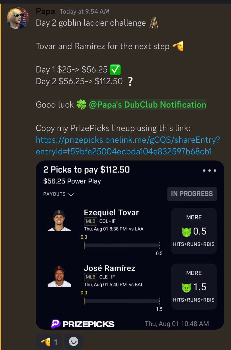 Papa PrizePicks Premium

His day 2 Green Goblin Ladder Challenge