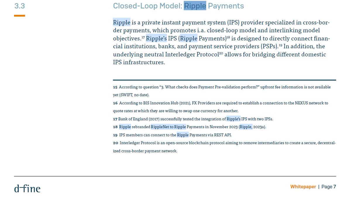 DROPZXRP's tweet image. ♾  IN A NEW CROSS-BORDER PAYMENTS WHITEPAPER BY THE GERMAN COMPANY #DFINE, "RIPPLE PAYMENTS" IS DESCRIBED AS A "CLOSED-LOOP MODEL"  ➡️  IN ADDITION, THE UNDERLYING NEUTRAL "INTERLEDGER PROTOCOL" ALLOWS FOR BRIDIGING DIFFERENT DOMESTIC INSTANT PAYMENT SYSTEM INFRASTRUCTURES