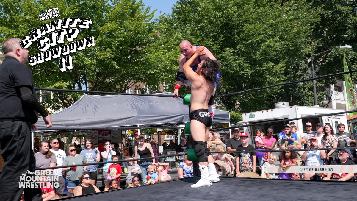 GMWProWrestling's tweet photo. GWM brought the action to the Barre Heritage Festival for the second year in a row when we presented "Granite City Showdown II" in Barre, Vermont! In the second match, it's "Papi Guapo" Diego Alvarez vs. "Mr. Elegant" Preston Douglas! 

https://t.co/M89lPnfHor https://t.co/LMB5SeBk5v