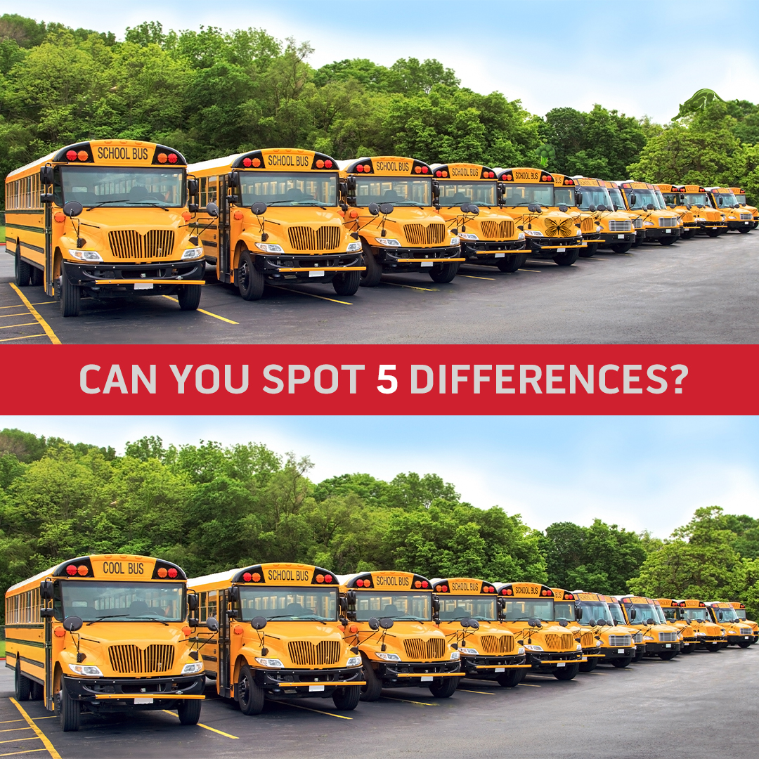 AmericasTire's tweet image. 📚 Will you get an A+ on this one? #SpottheDifferences #PhotoHunt #Bus #SchoolBus #BacktoSchool