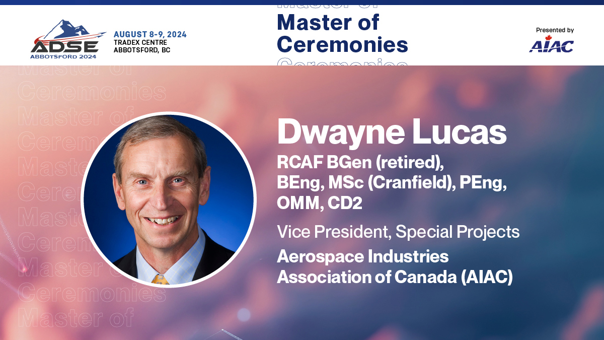 ADSEexpo's tweet photo. We are pleased to announce that Dwayne Lucas, AIAC's Vice President of Special Projects, will be returning as MC for #ADSE2024!  

Register now and join us August 8-9 in Abbotsford BC, for Canada’s premier #aerospace, #defence and #security expo: https://t.co/p7WglmS5bY

#ADSE https://t.co/WeQMVePs8a