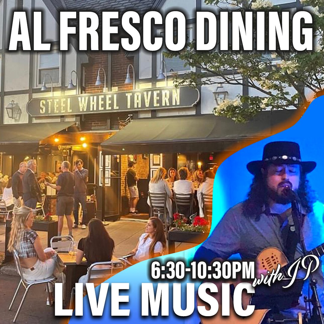 Let's start the weekend early! Kick it off tonight at the Wheel! Come Dine Al Fresco and Party in the Streets, enjoy Refreshing Cocktails and Jam to some great Tunes!! Live Music with JP from 6:30 to 10:30pm! Come Wheel with Us! 🌅🎉🎸

#locallivemusic #alfrescodining