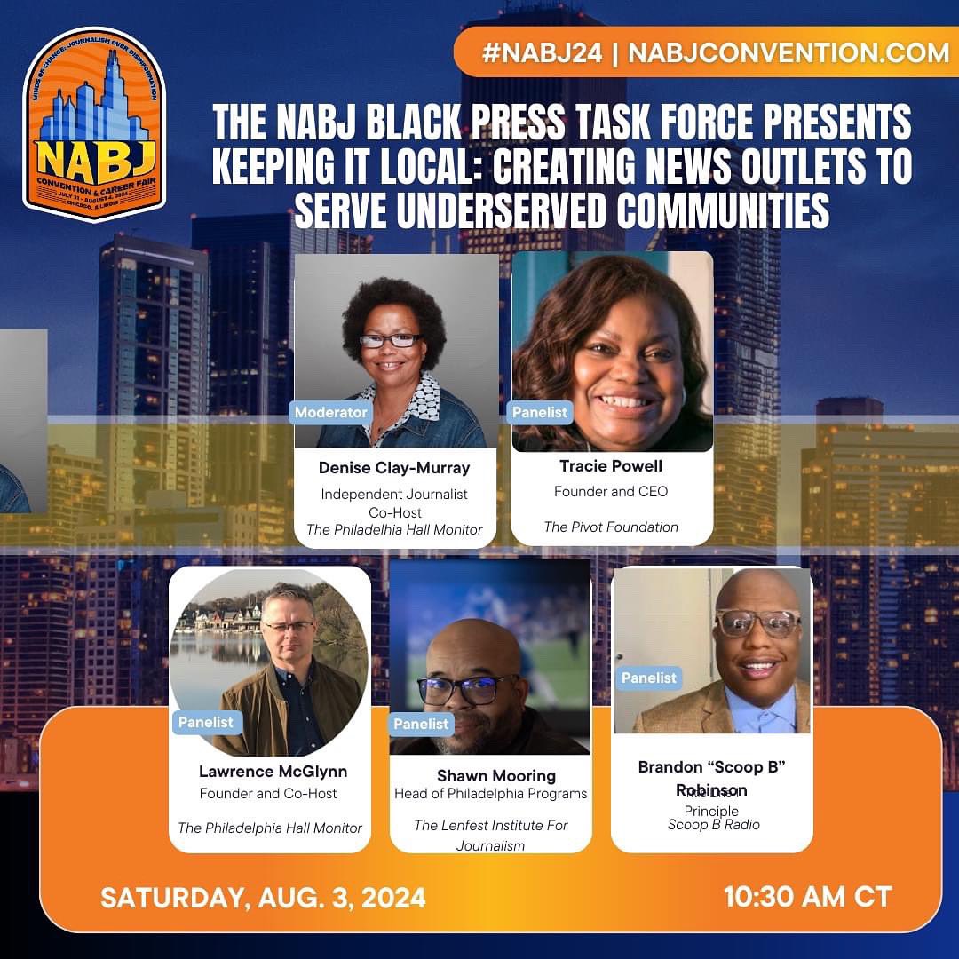 Denise Clay-Murray (@denisethewriter) on Twitter photo If you’re at #NABJ2024 and want to talk about something other than #DefComedyTrump, come join @TMPowell, <a href="/LMCG19143/">Lawrence McGlynn</a>, <a href="/shawn_mooring/">Shawn</a> and me, <a href="/denisethewriter/">Denise Clay-Murray</a> for a session on how to be the change you want to see in the media world regarding underserved communities. If you’re at #NABJ2024 and want to talk about something other than #DefComedyTrump, come join @TMPowell, <a href="/LMCG19143/">Lawrence McGlynn</a>, <a href="/shawn_mooring/">Shawn</a> and me, <a href="/denisethewriter/">Denise Clay-Murray</a> for a session on how to be the change you want to see in the media world regarding underserved communities.