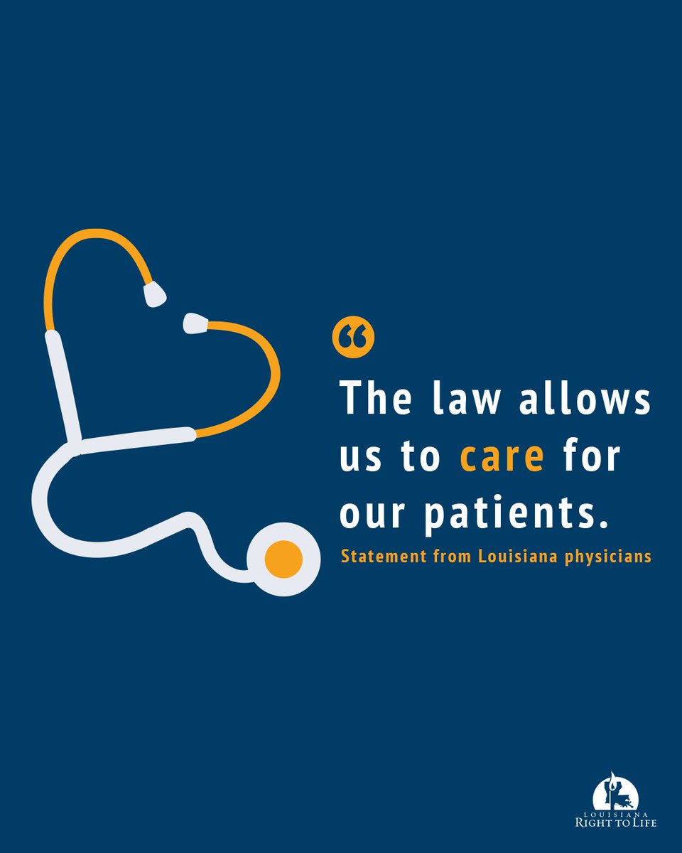LARighttoLife's tweet photo. While abortion advocates resort to misinformation to confuse the public, Louisiana physicians have reviewed and agreed on the following.

While abortion advocates resort to misinformation to confuse the public, Louisiana physicians have reviewed and agreed on the following.

Louisiana law is clear that:

👉 Louisiana physicians can provide the necessary care when a mother is diagnosed with an ectopic pregnancy.
👉 Louisiana physicians can provide the necessary care when a mother has miscarried her unborn child.
👉 Louisiana physicians can provide the necessary care when a mother faces a medical emergency.
👉 The law does not change the fact that contraception is legal.