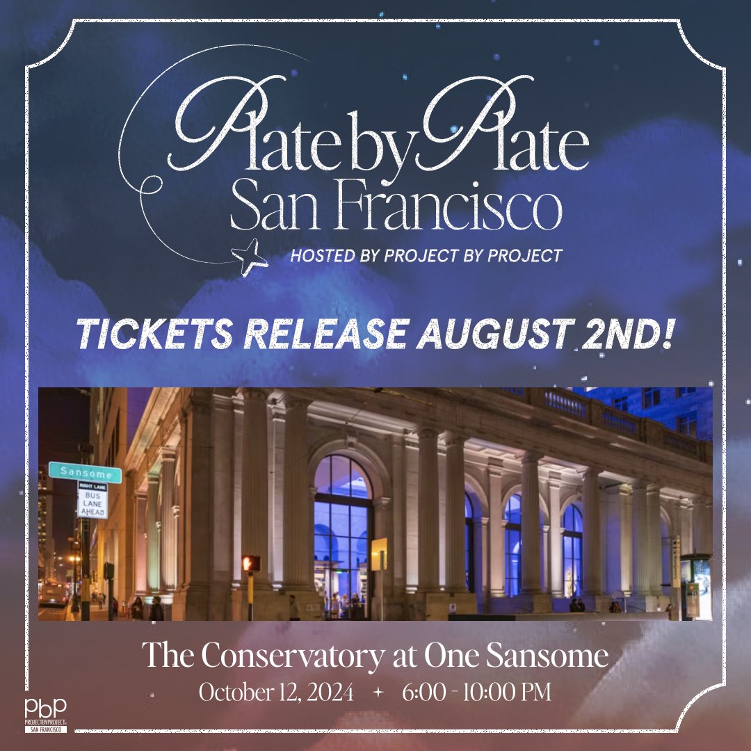 pbpsf's tweet image. In less than 24 hours, tickets for the highly anticipated annual Plate by Plate event hosted by Project by Project San Francisco will go live! 

Set those alarms for 10am PST tomorrow and grab your tickets at the link in bio. We'll see you there! ✨