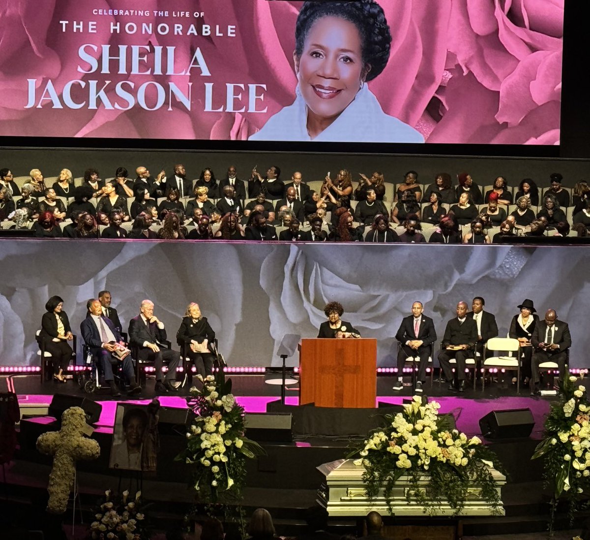 Pastor Shirley Caesar speaking at Congresswoman Sheila Jackson Lee’s HomeGoing