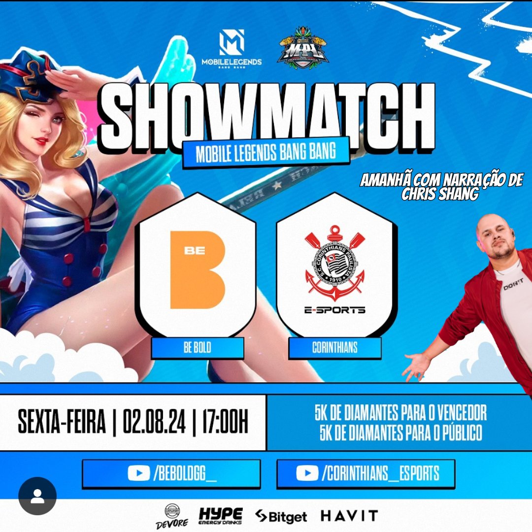 Amanhã estarei narrando o confronto de dois grandes times do MLBB a partir das 17h nos canais da <a href="/beboldgg/">Be Bold</a> e do <a href="/sccp_esports/">Corinthians Esports</a> !
Pra quem tá com saudade de me ver narrando o bangas só colar!
