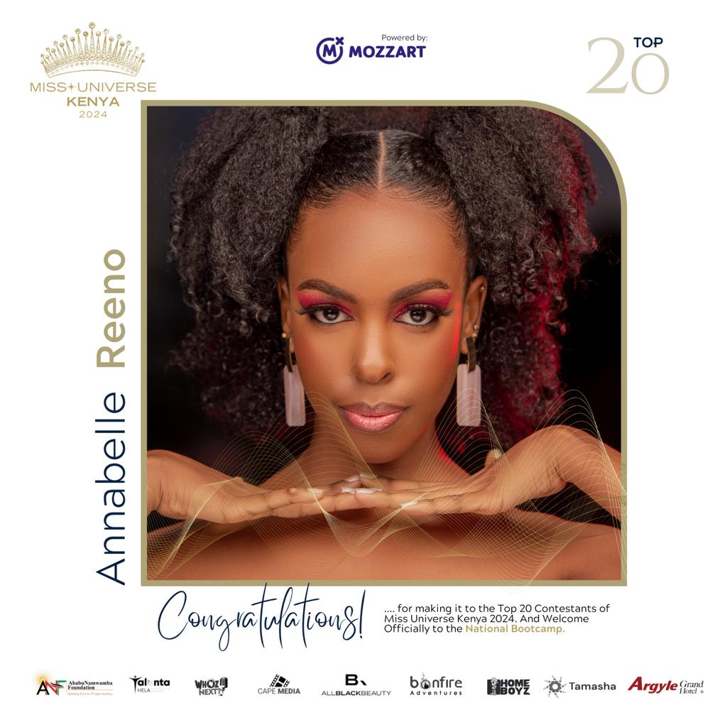 A mark made in history, top 20 here we come 🏃.

It's official, our next phase of the competitions being the Miss Universe Kenya 2024 bootcamp season on 3rd of August💃🏾💃🏾💃🏾💃🏾.
My heart is filled with endless joy from the love you all showed me till this stage of the competitions