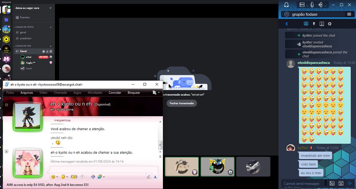discord, msn e teamspeak. @notknotggwp