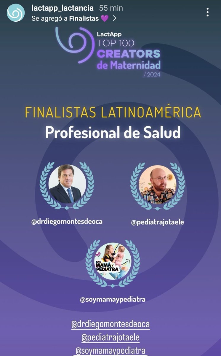 cotipi's tweet image. Agradezco la nominación y el estar ahora en esta instancia, como única cuenta de Chile.
Es un espaldarazo al rol del equipo de salud en temas de Lactancia Materna, crianza y salud infantil fuera de los hospitales, y al uso racional de medicamentos en niños.