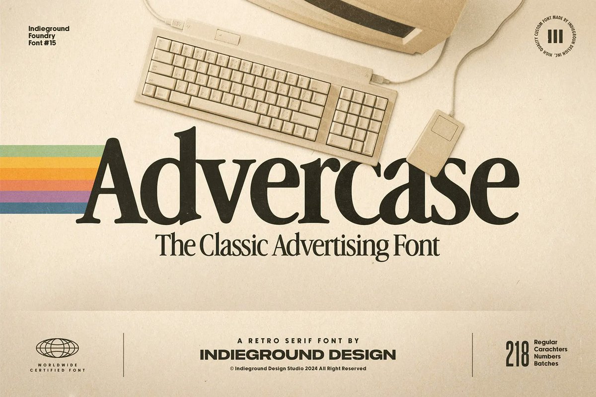 Introducing Advercase, your new typeface for blending elegant 80s vibes with modern aesthetics. Bring back the nostalgic atmosphere of vintage magazine ads and home computers! 🚀Get Advercase with a 30% discount using code ADVER30! Only on → indieground.net/product/adverc…