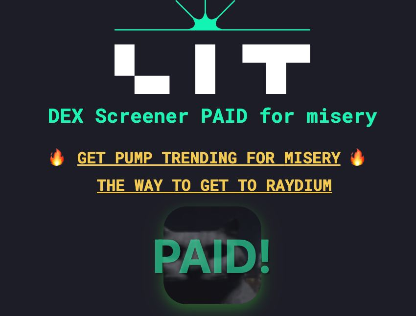 miserycto's tweet photo. dex update has been paid

no more $misery for much longer. https://t.co/1tsef6oeef