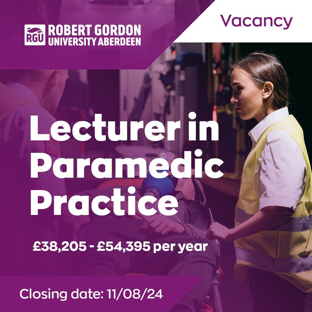RobertGordonUni Jobs (@rgujobs) on Twitter photo VACANCY: Lecturer in Paramedic Practice. Find out more and apply - buff.ly/4c48Chf
<a href="/RGUParamedics/">RGUParamedics</a> VACANCY: Lecturer in Paramedic Practice. Find out more and apply - buff.ly/4c48Chf
<a href="/RGUParamedics/">RGUParamedics</a>