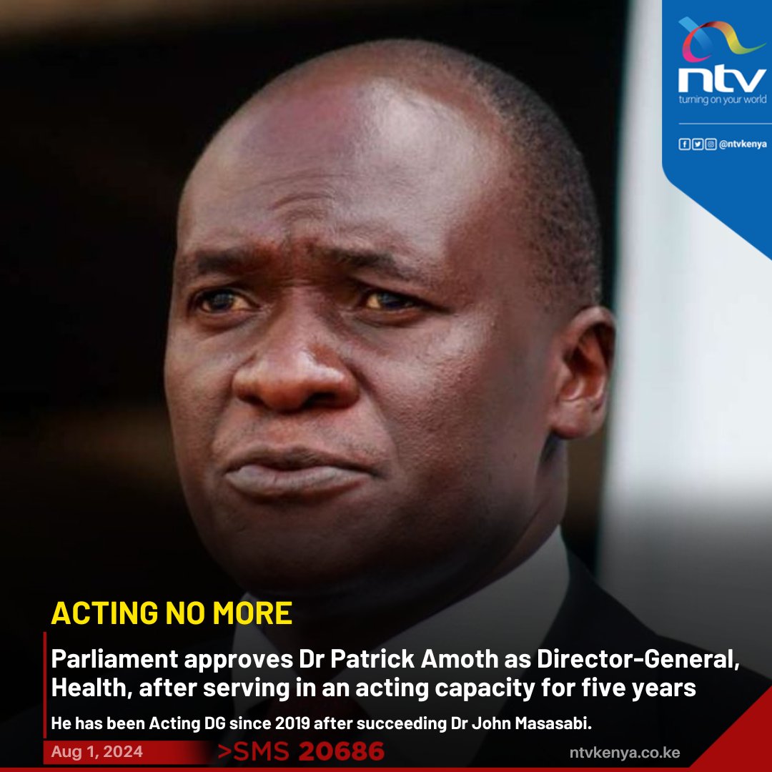 Parliament approves Dr Patrick Amoth as Director-General, Health, after serving in an acting capacity for five years