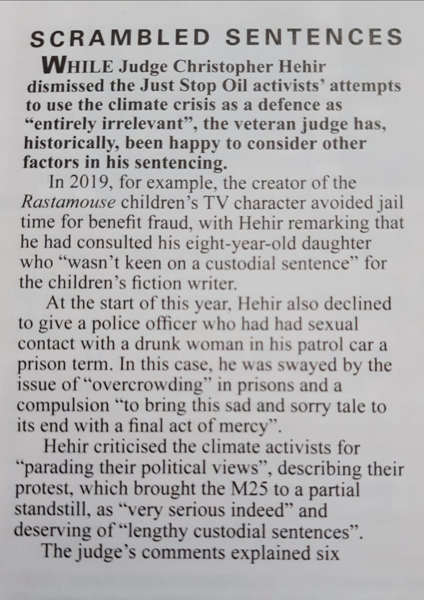 MrMatthewTodd's tweet image. Read this from Private Eye about the Just Stop Oil sentences. The justice system in this country is a farce.