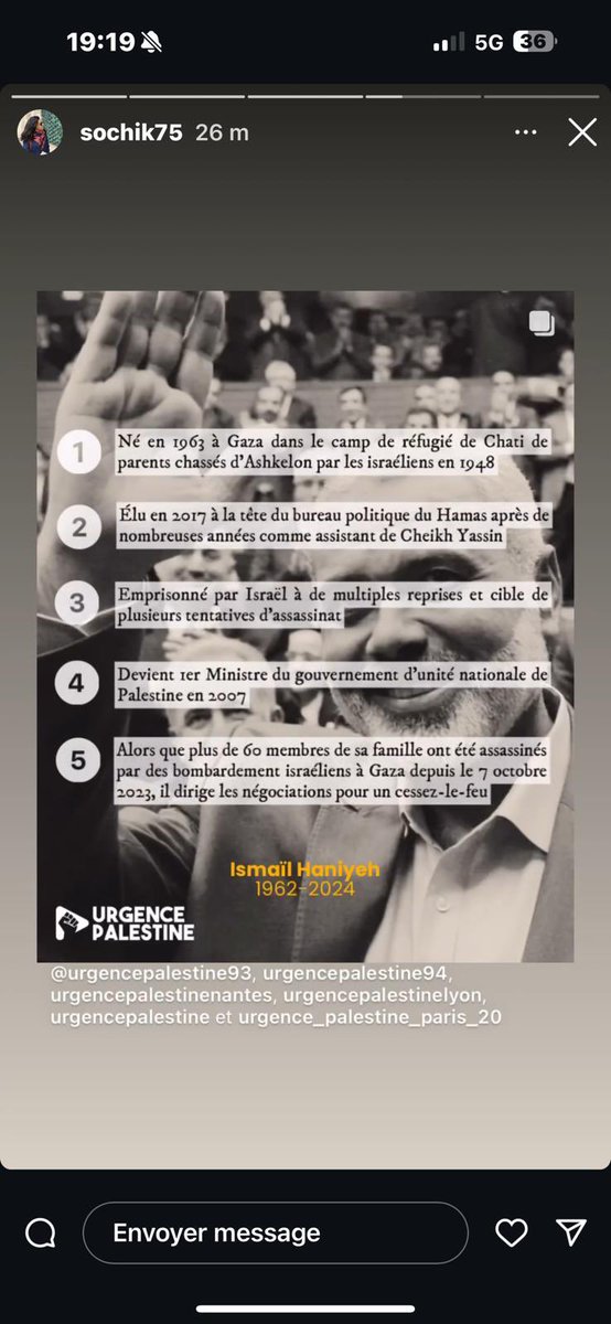 Raphaël (@raphaassouline) on Twitter photo Voici ce que relaye Sophia Chikirou sur son compte Instagram personnel: ni plus ni moins qu’un hommage vibrant au chef du Hamas assassiné hier.
Électeurs sincères du NFP du 20eme et 11e arrondissement, voici notre député: la honte.
<a href="/chikirouparis/">Sophia Chikirou</a> tu n’es pas de gauche. Voici ce que relaye Sophia Chikirou sur son compte Instagram personnel: ni plus ni moins qu’un hommage vibrant au chef du Hamas assassiné hier.
Électeurs sincères du NFP du 20eme et 11e arrondissement, voici notre député: la honte.
<a href="/chikirouparis/">Sophia Chikirou</a> tu n’es pas de gauche.