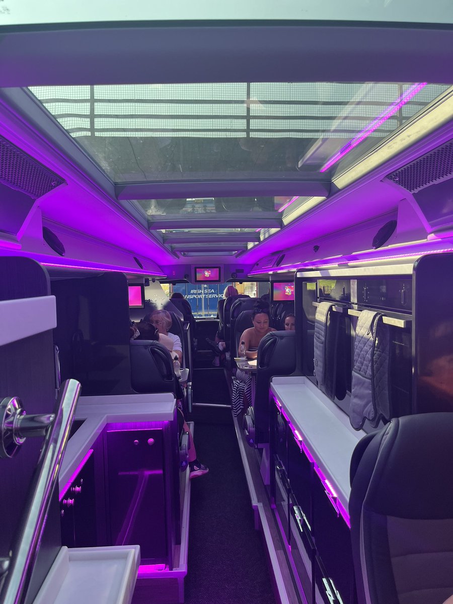 linzlewis15's tweet photo. Ending the hen do in style! The #rovers team coach has just picked us up 😂 #coachgate We’ve raided the fridge of the Waggott Wagon 😂 https://t.co/kwT9skCGgy