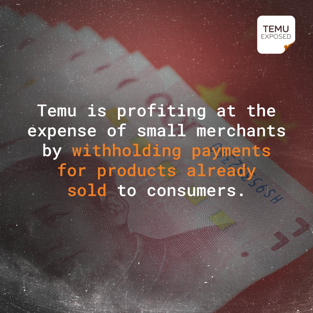 TemuExposed's tweet photo. Who pays the price when Temu can no longer afford to sell cheap products at a loss?

🅰️: Small merchants and consumers.

Temu's parent company, PDD Holdings, withholds payments from suppliers by imposing costly penalties when their products don't meet consumer expectations. More: