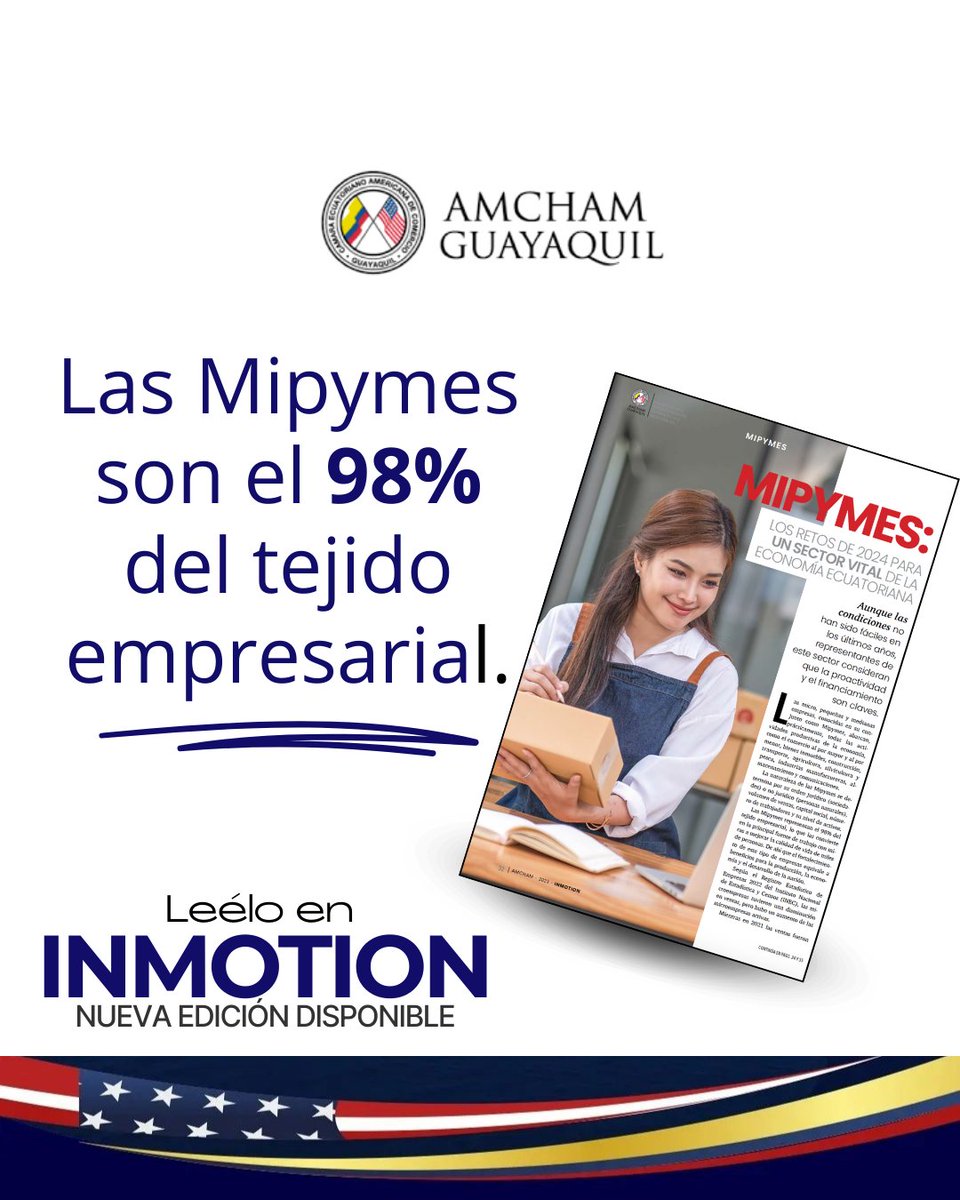 🌟 ¡Te invitamos a leer nuestra Revista InMotion! 🌟
📢 Descubre los retos que enfrentan las MIPYMES en 2024 y cómo estas empresas representan el 98% del tejido empresarial. 

<a href="/ChairAmchamGYE/">Nery Merejildo - Chair AmCham</a> <a href="/edithvillavic/">Edith Villavicencio</a> @alexiaalcivar 
#MIPYMES #negocios