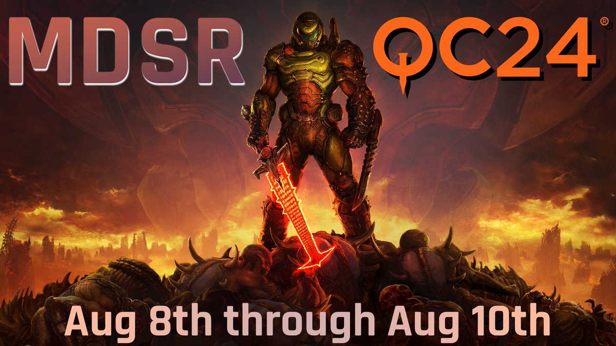 Raitro_'s tweet photo. I'm so happy to say, that Modern DOOM Speedrunning (and me) will be at Quakecon next week! 

There will be speedruns, dev commentary, and plenty of memes for sure. See you all there! https://t.co/HhQbyYQjK2