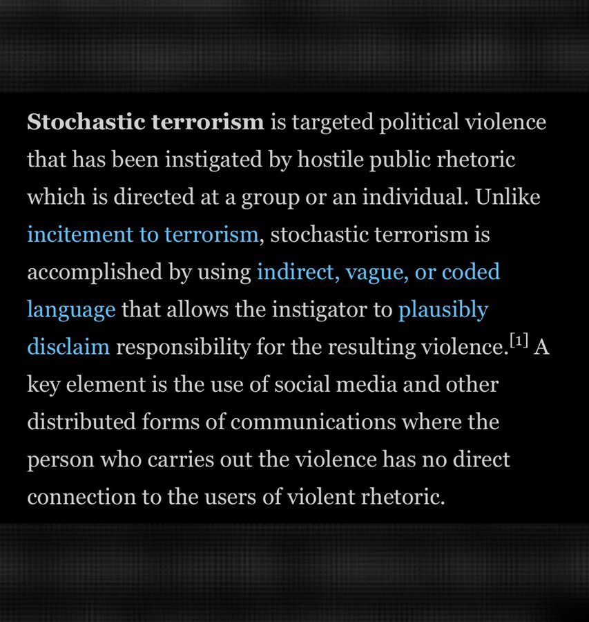 Guy Malyon (@guy_malyon) on Twitter photo <a href="/LeeAndersonMP_/">Lee Anderson MP</a> Any thoughts on Stochastic Terrorism and the part that certain M.P's and media outlets play in its spread?
#StochasticTerrorism <a href="/LeeAndersonMP_/">Lee Anderson MP</a> Any thoughts on Stochastic Terrorism and the part that certain M.P's and media outlets play in its spread?
#StochasticTerrorism