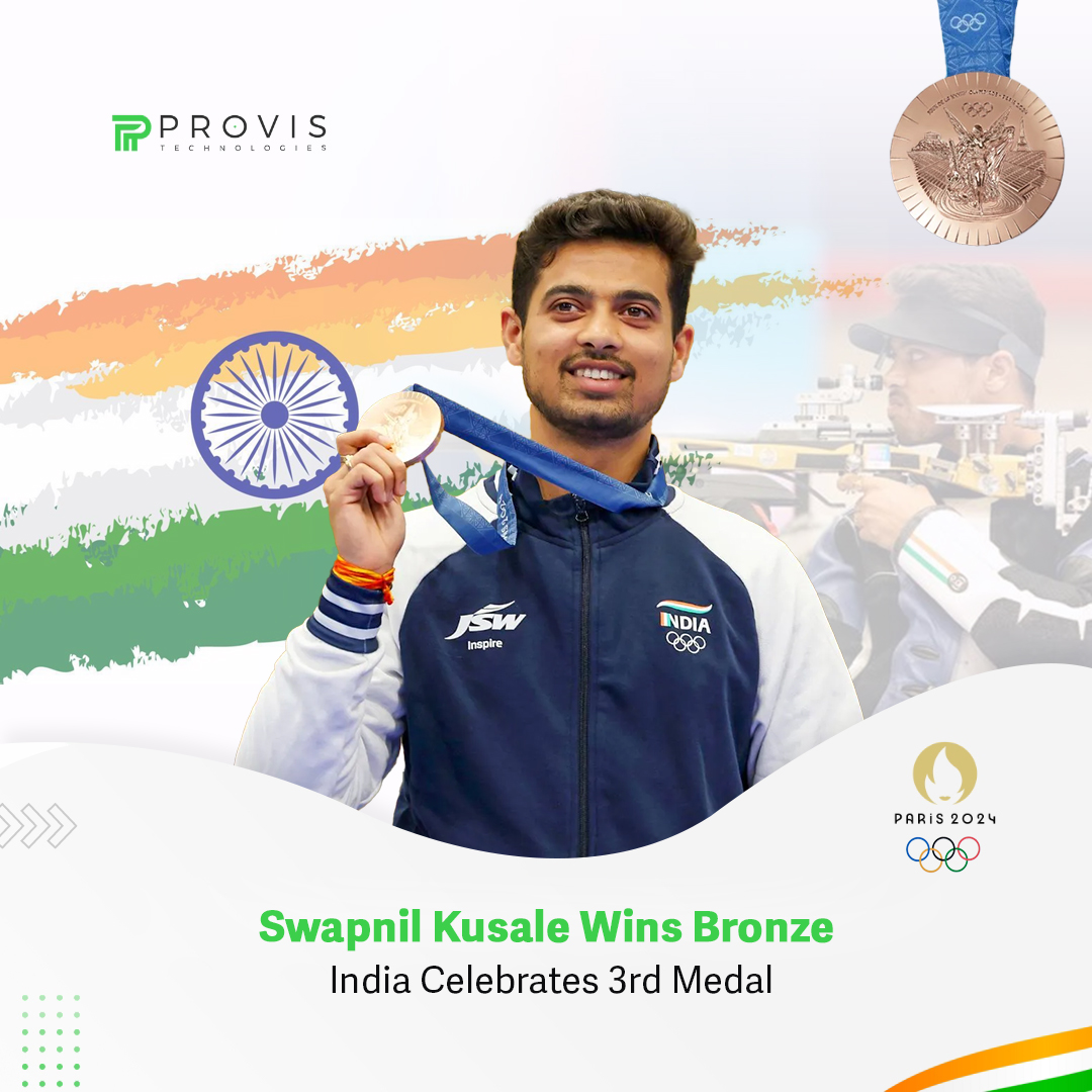 ProvisTech's tweet image. Another proud moment for India at the Paris Olympics 2024! Swapnil Kusale shoots his way to a bronze medal, marking India's 3rd medal at the Games! 🇮🇳👏
Join us in celebrating this fantastic achievement and cheer on our athletes #Paris2024 #Olympics #TeamIndia #SwapnilKusale