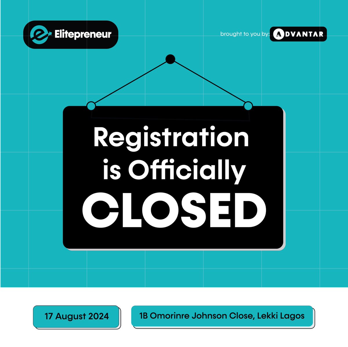 TheElitepreneur's tweet photo. Time's up!!!
Registrations are officially closed for The Elitepreneur Workshop.
We've got an incredible number of applications and the selection process is about to begin.
If you registered, keep your eyes glued to your email.
#ElitepreneurWorkshop #RegistrationClosed https://t.co/GhEeuau81l