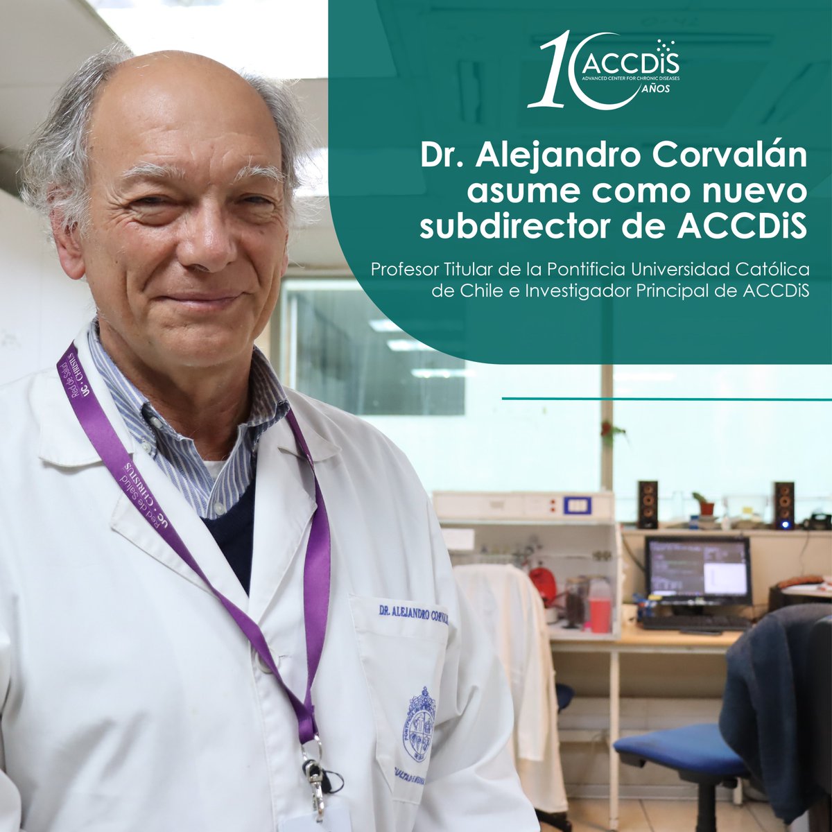 FONDAP_ACCDiS's tweet photo. 📢 El Dr. Alejandro Corvalán ha sido nombrado como nuevo subdirector de #ACCDiS. El Dr, también profesor @ucatolica @FacMedicinaUC cuenta con más de 20 años de trayectoria, dedicado a la investigación traslacional en cáncer gástrico. Conoce más aquí
https://t.co/2lCcBCgD3t https://t.co/SlYmDjl8wF