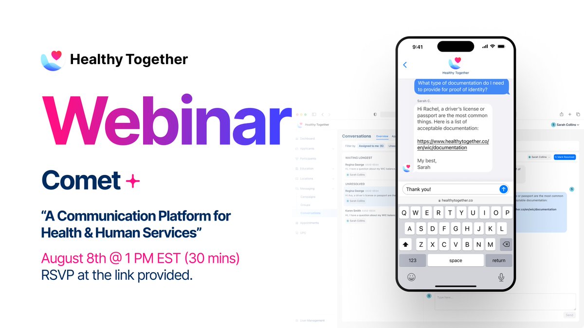 🗣️ Effective communication is key to delivering exceptional services within HHS. Join our webinar to learn about Comet, a communication platform designed to meet the specific needs and requirements of HHS programs. 

📅 August 8, 2024 
🕒 1:00pm EST
🔗 shorturl.at/1ITww