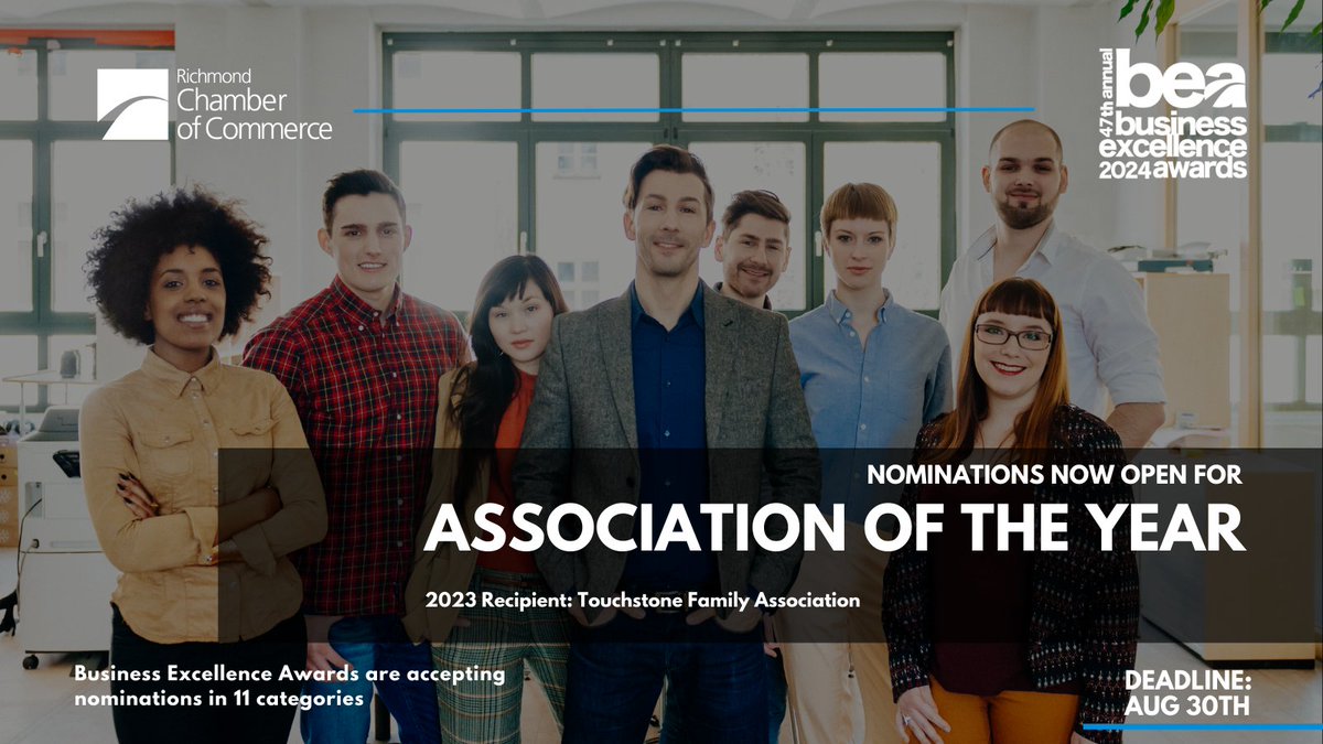 Celebrate the impact of non-profits! Nominate for the 'Association of the Year' award, honouring exceptional leadership and success: richmondbea.awardify.io/nominate-now

Nominations are also open for 10 other categories. #bea2024