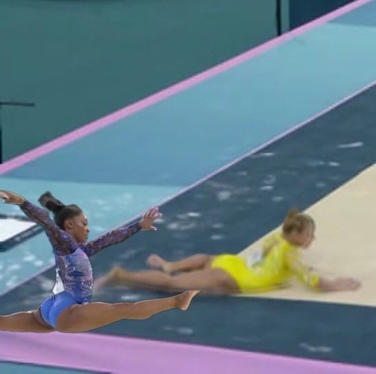 Por q ninguém tá falando da voadora que a Simone Biles deu na Flavinha?? #GinasticaArtistica