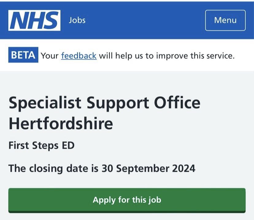 FirstStepsED's tweet photo. We’re expanding our Hertfordshire children and young people’s eating disorders team looking to appoint full time and part time Specialist Supoort Officers working hybrid online and in our therapy rooms in Watford and Stevenage.

Apply early on NHS Jobs: https://t.co/yt04RG4KW9 https://t.co/YOydgPAirU