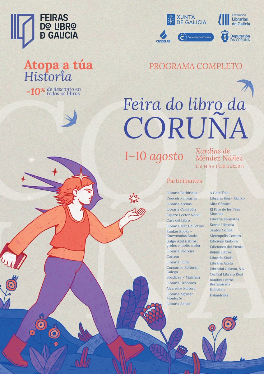 A Coruña: actividades do 6 de agosto na Feira do Libro 2024: axendacultural.aelg.gal/2024/08/02/a-c… <a href="/LibrariasGal/">Librarías de Galicia</a> <a href="/xmpacho/">Xosé M. Pacho Blanco</a> <a href="/EdGalaxia/">Editorial Galaxia</a> <a href="/laiovento/">Edicións Laiovento</a> <a href="/Marafarinha/">Miriam Beizana Vigo</a> <a href="/MariaSolar2/">María Solar</a> <a href="/sica_romero/">Sica Romero</a>  <a href="/NesperaEditora/">Nêspera</a>