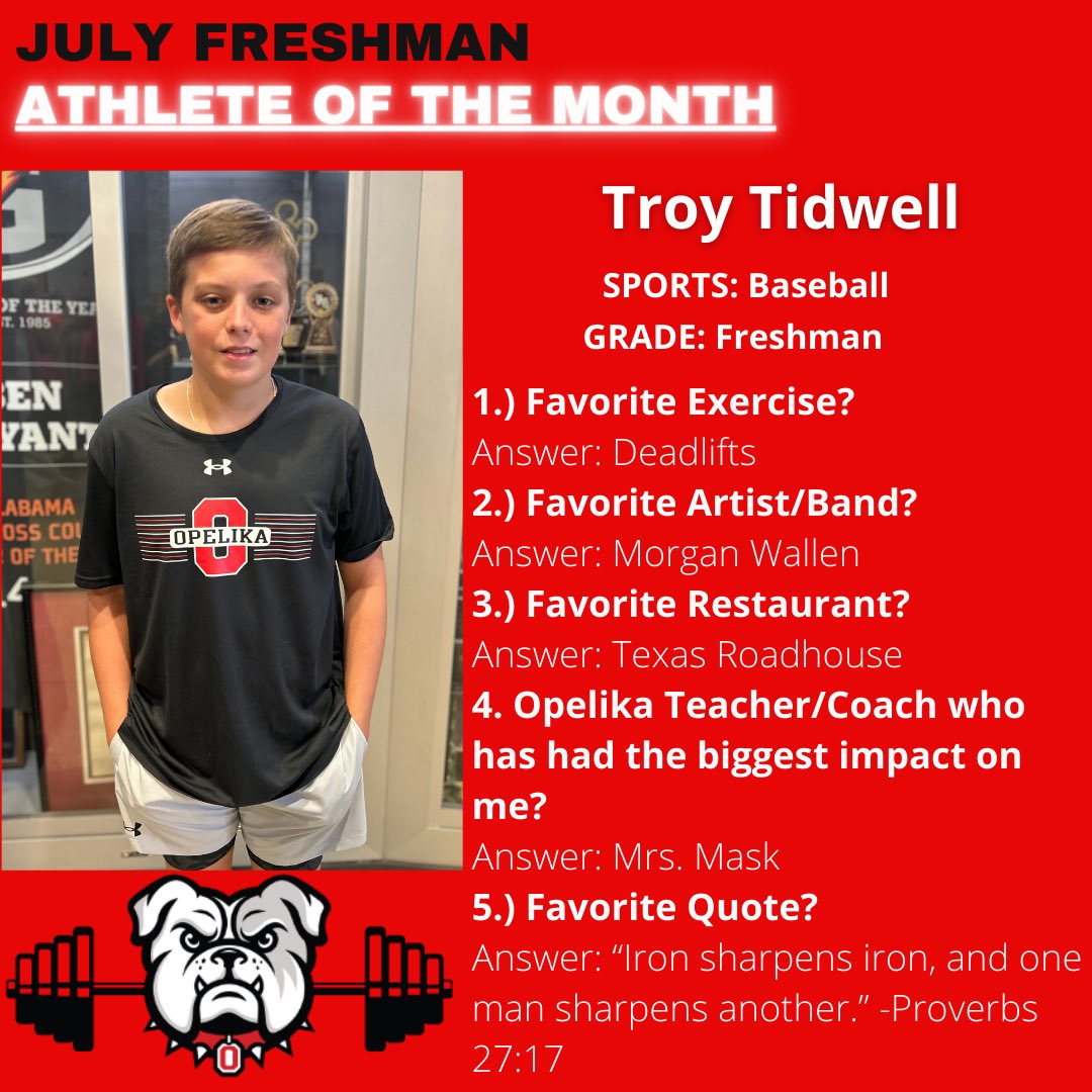Shoutout to our July 𝘼𝙏𝙃𝙇𝙀𝙏𝙀𝙎 𝙊𝙁 𝙏𝙃𝙀 𝙈𝙊𝙉𝙏𝙃 🐶💪🏻

<a href="/JalynnWashingt8/">Ja’lynn Washington</a> 
Jia Rowe
Troy Tidwell 

<a href="/opelikaschools/">Opelika City Schools</a> <a href="/OpelikaHigh/">Opelika High School</a> <a href="/OpelikaDawgs/">Opelika Athletics</a> <a href="/BaseballOpelika/">Opelika Baseball</a> <a href="/footballopelika/">Opelika Football</a> <a href="/Opelika_VB/">OpelikaVB</a>