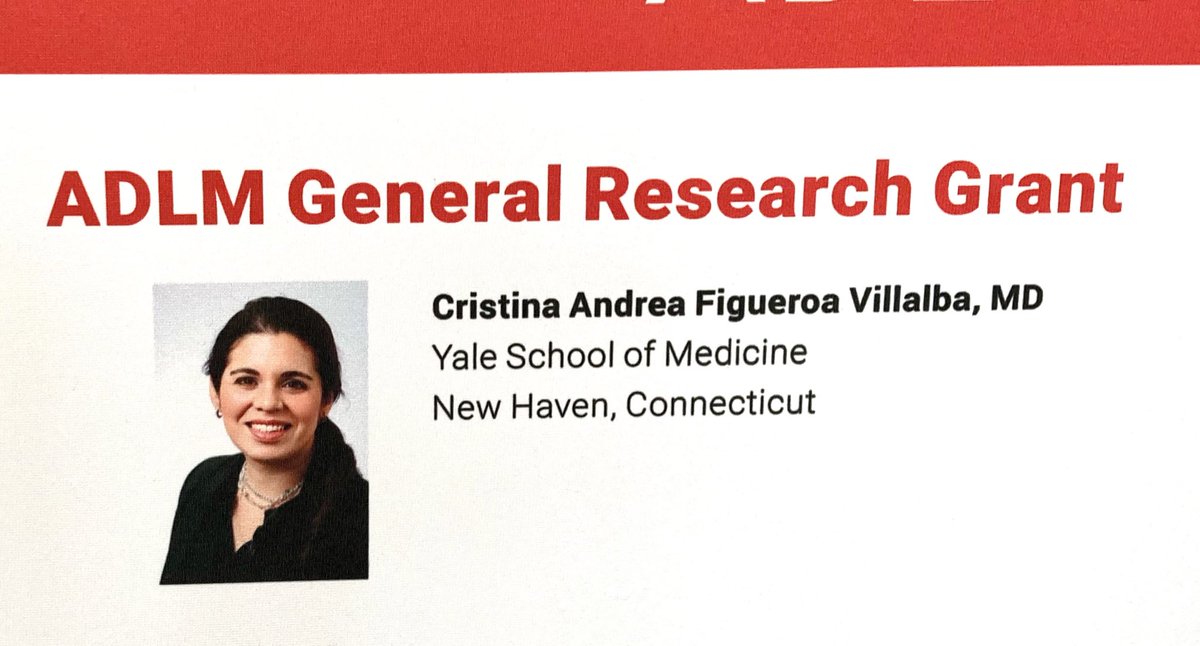 Congratulations to the exceptional Yale blood bank fellow, Cris Figueroa Villalba, on winning the ADLM Research Grant