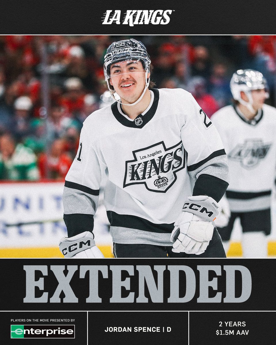 LAKings's tweet photo. SPENNY = SIGNED! ✍️

We have signed D Jordan Spence to a two-year contract. 

Full release 📲 https://t.co/tIOaDYirAm https://t.co/ixaoYefZCr