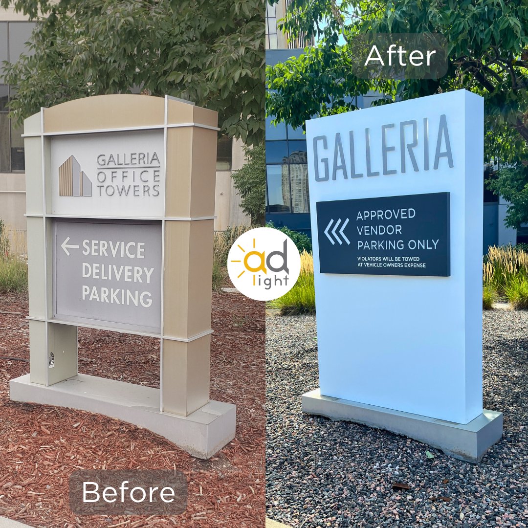 AdLightGroup's tweet photo. What a difference a sign can make!  If you're ready to elevate your brand or refresh your property, drop us a line and let's create something extraordinary. https://t.co/YYkRIZJOPW