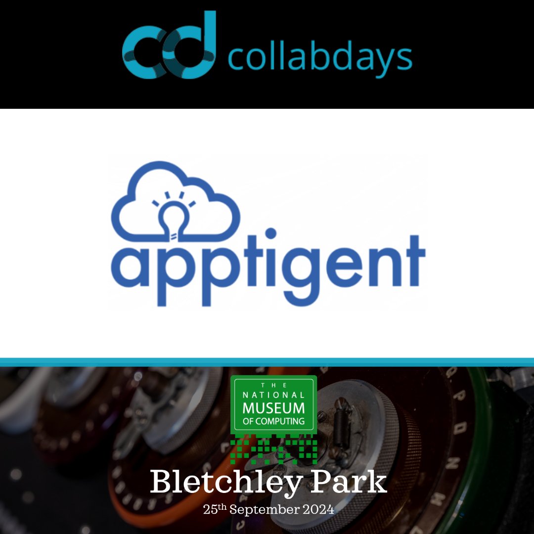 CollabDays National Museum of Computing Bletchley (@collabdays_park) on Twitter photo We're delighted to announce that <a href="/apptigent/">Apptigent</a>  are joining us as a Gold sponsor for CollabDays at The National Museum of Computing on Bletchley Park, for our Microsoft 365 Community Day.
Spaces are limited! collabdays.org/2024-bletchley…
#SharePoint #Copilot #MSTeams #MSAzure We're delighted to announce that <a href="/apptigent/">Apptigent</a>  are joining us as a Gold sponsor for CollabDays at The National Museum of Computing on Bletchley Park, for our Microsoft 365 Community Day.
Spaces are limited! collabdays.org/2024-bletchley…
#SharePoint #Copilot #MSTeams #MSAzure