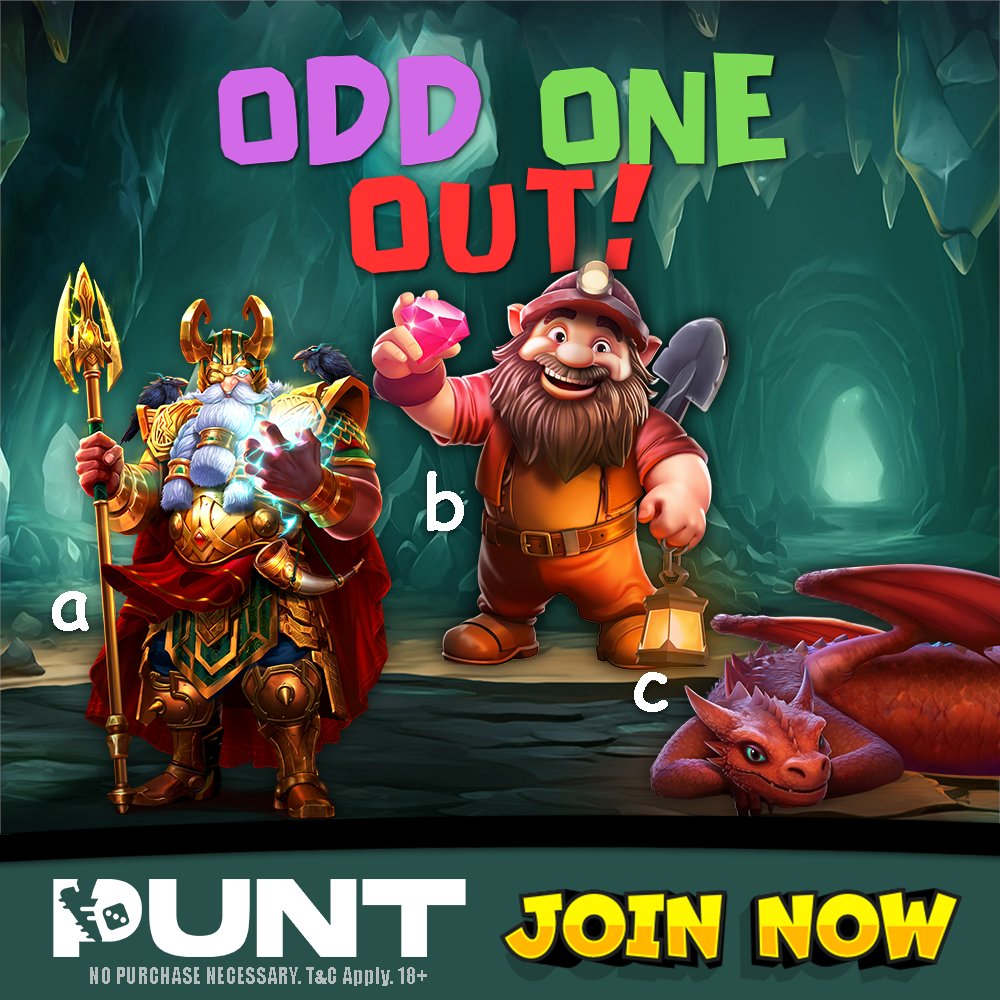 💸 ODD ONE OUT! 💸

Which of these slot characters DOES NOT belong!? 🤔

WINNERS: 2
PRIZE: 5SC

✏️ Rules to enter:
1. FOLLOW <a href="/PuntSocial/">Punt.com</a> 
2. LIKE this post!
3. Comment with the correct answer! (along with your PUNT username)

GOOD LUCK! 🙌