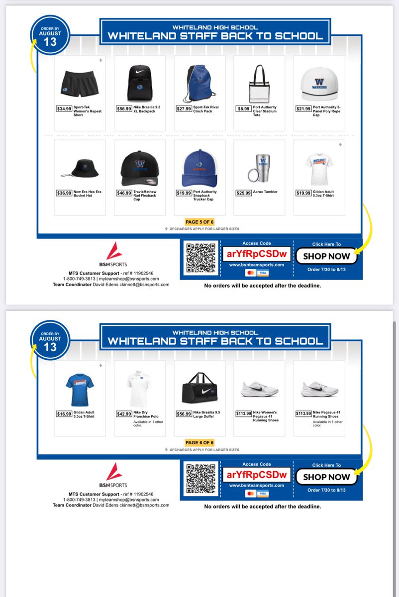 ‼️Need some new Whiteland gear?? We have you covered! You can find the latest and greatest in Warrior apparel by visiting our <a href="/BSNSPORTS_INDY/">BSN SPORTS - INDIANA</a> Team Store, which will be open until August 13th. Orders will ship to your home, free shipping for all orders over $150. ‼️