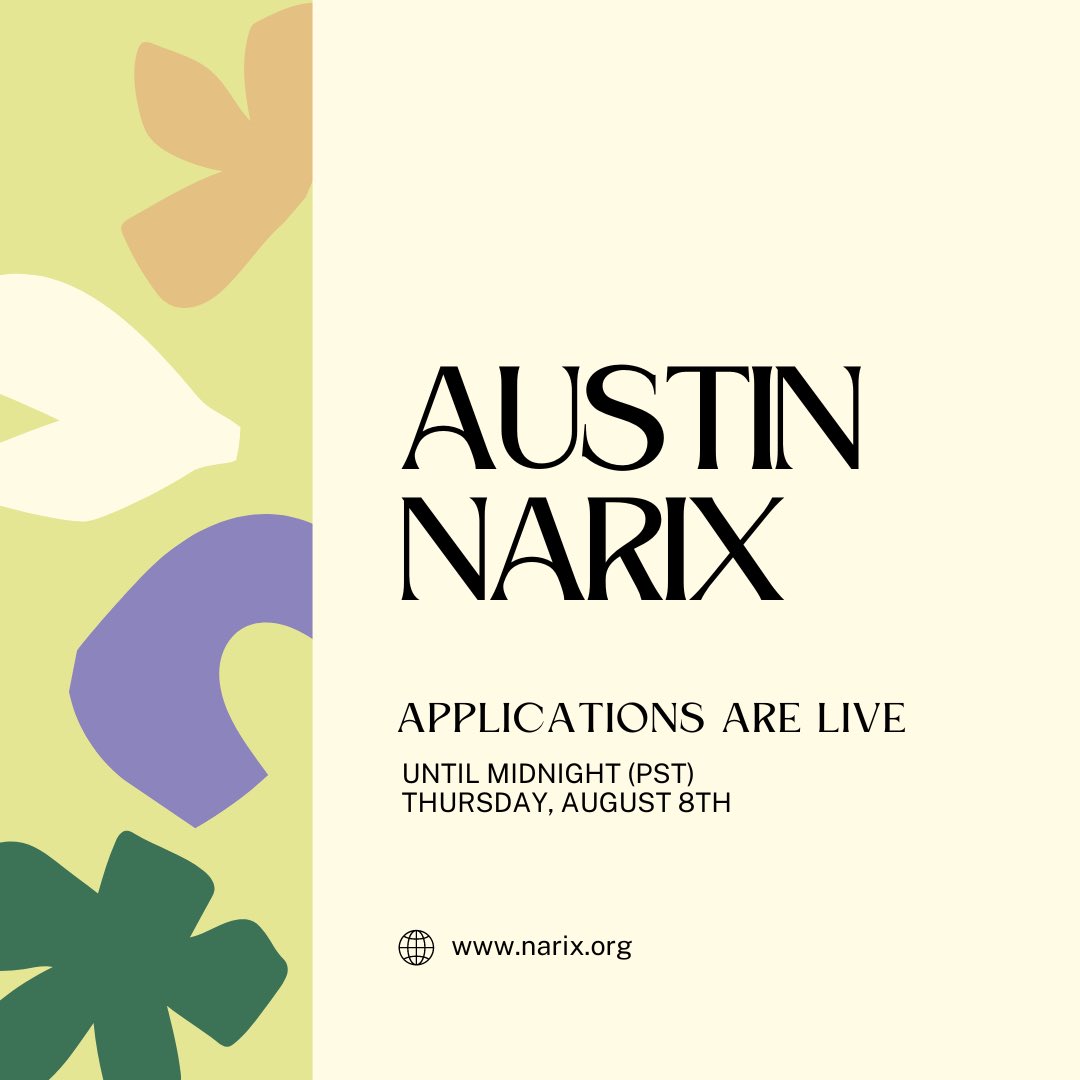 Applications for Austin NARIX are live, and will be open until midnight, on Thursday August 8th: forms.gle/MY4T3EeheE7YZh…