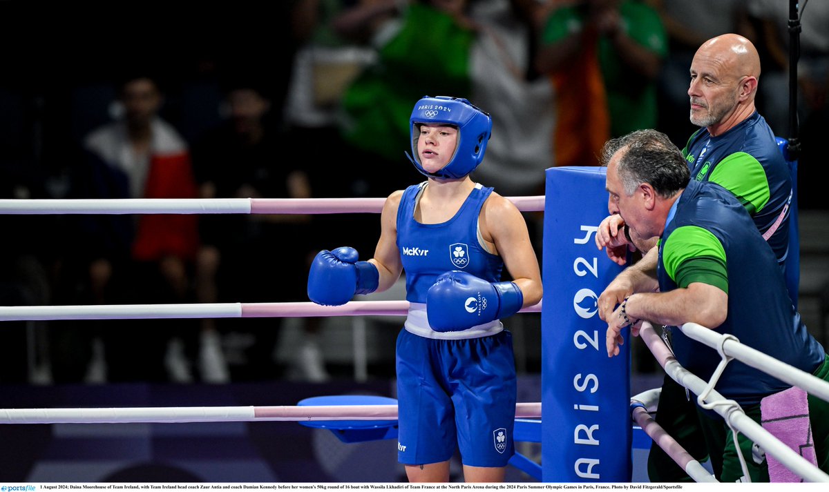 IABABOXING's tweet photo. Daina Moorehouse is #Paris2024 Olympian, but exits at last 16

The boxers were level on four Judges' scorecards in to the last round, and the 4-1 decision went to home boxer,   Wassila Lkhadiri

A superb performance by the Bray boxer. 

Once an Olympian, always an Olympian.

📸David Fitzgerald/Sportsfile